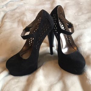 Black suede heels
